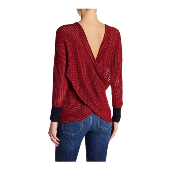 Derek lam 19 Crosby intermix red navy cross back knit sweater. Size XSmall - Picture 1 of 9